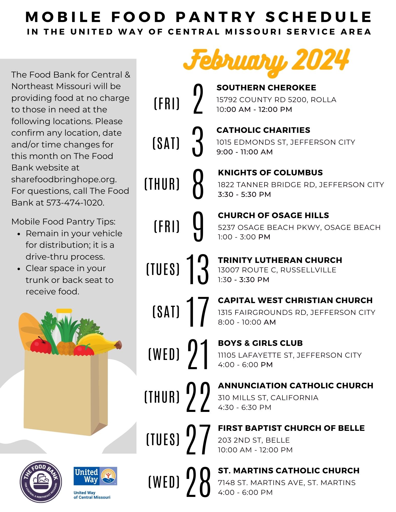 February Mobile Food Pantry United Way of Central Missouri